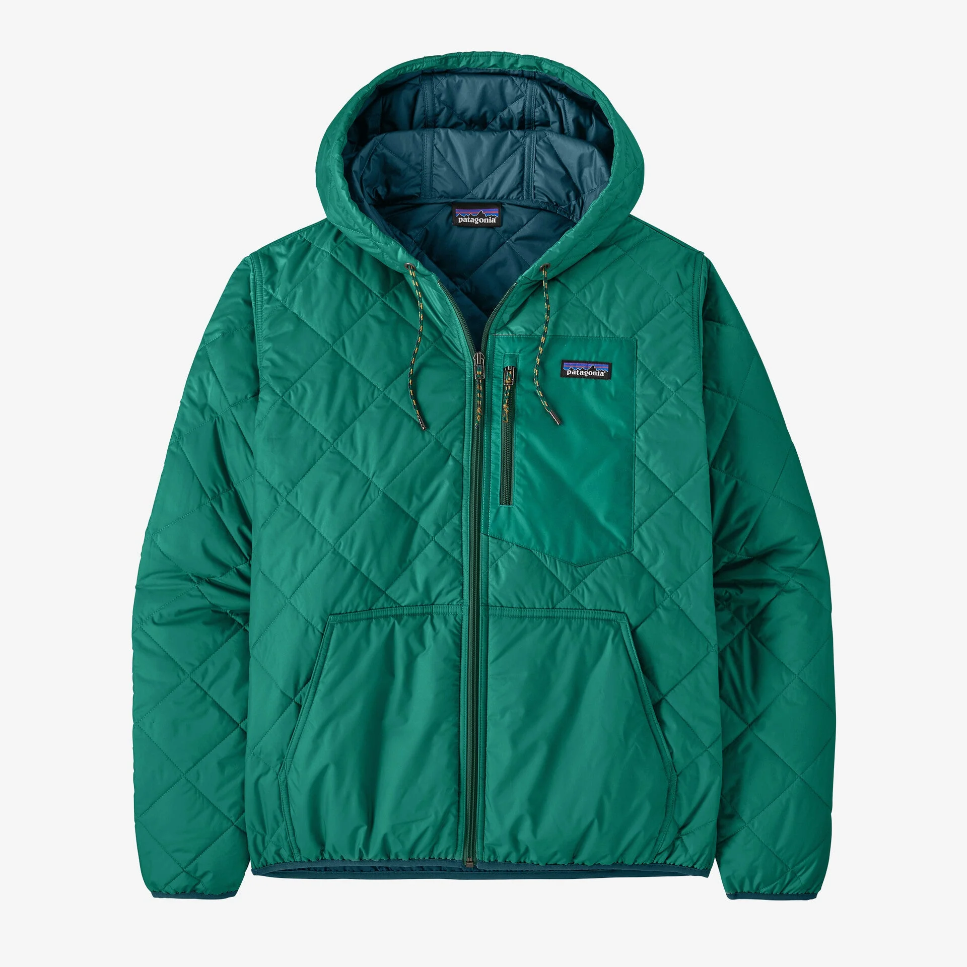 Men’s Diamond Quilted Bomber Hoody – Gem Green